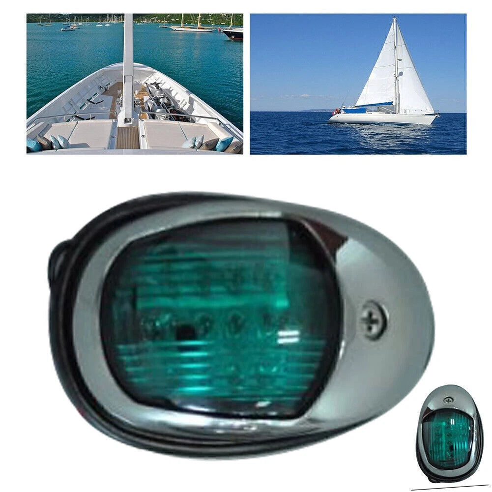 12V Green LED Bow Navigation Light for Marine Boat Yacht Pontoon