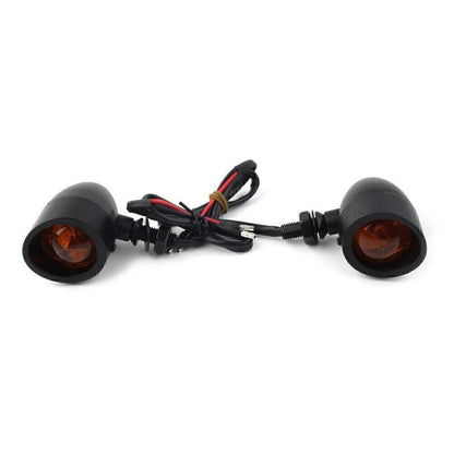Black Universal Retro Motorcycle Turn Signals Indicator Light
