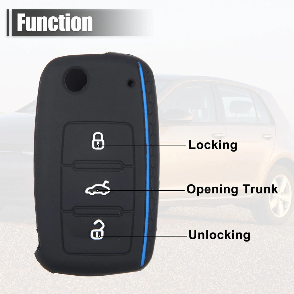 Silicone Key Fob Shell Replacement for Volkswagen Golf Remote 3 Button (2005–2015)