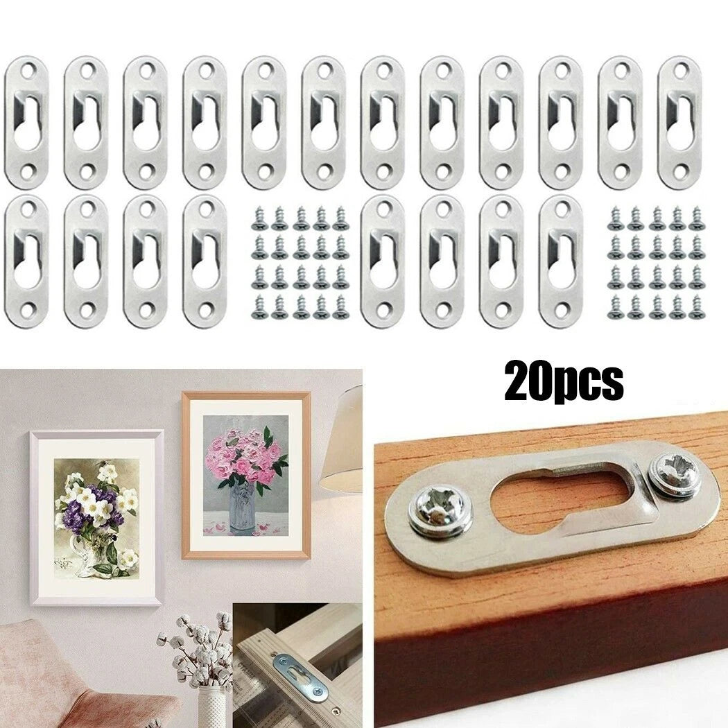 20Pcs Silver Hooks for Mounting Shelves, Cabinets, Pictures, Signs