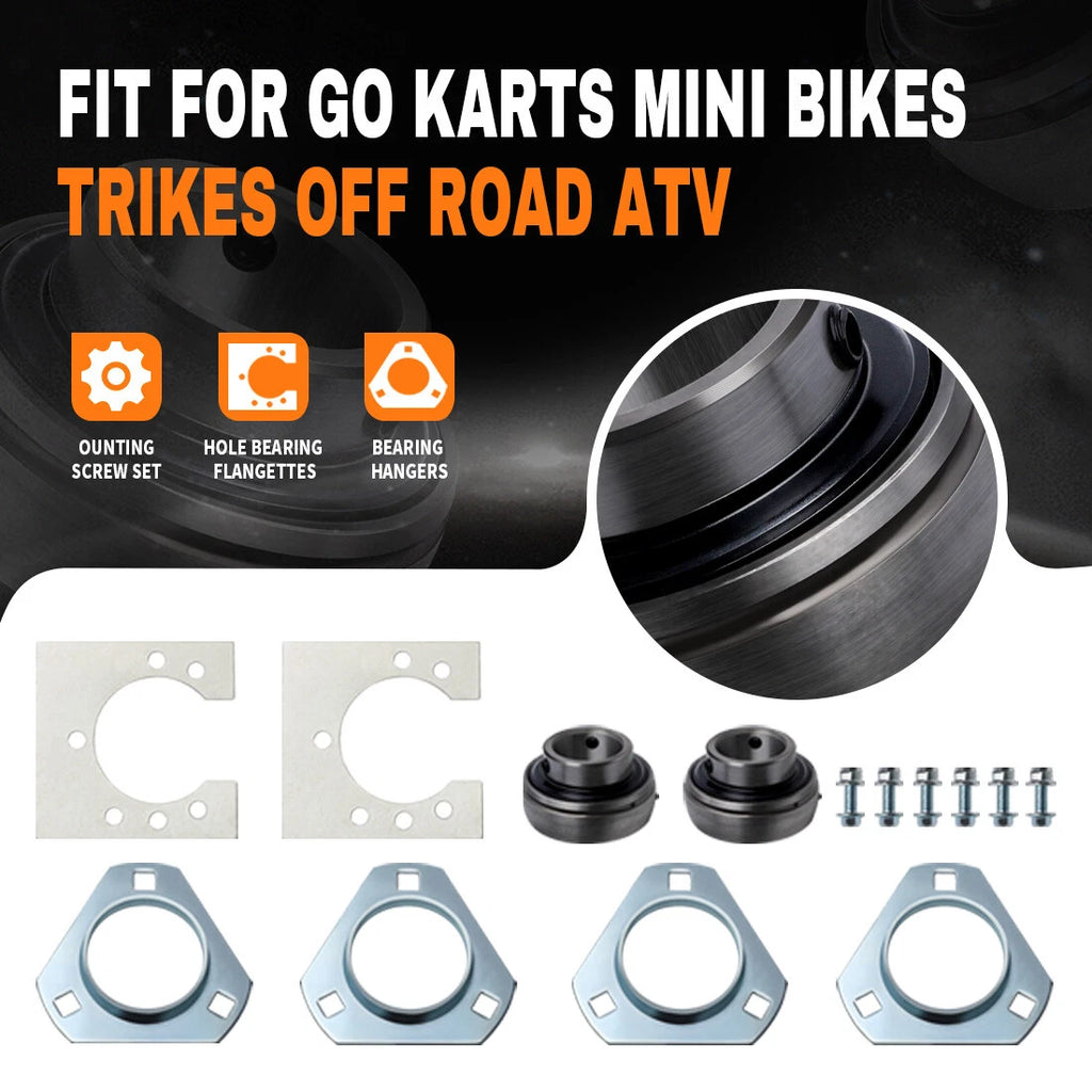 1" Go-Kart Live Axle Bearing Kit (3-Hole) for Go Kart Mini Bike