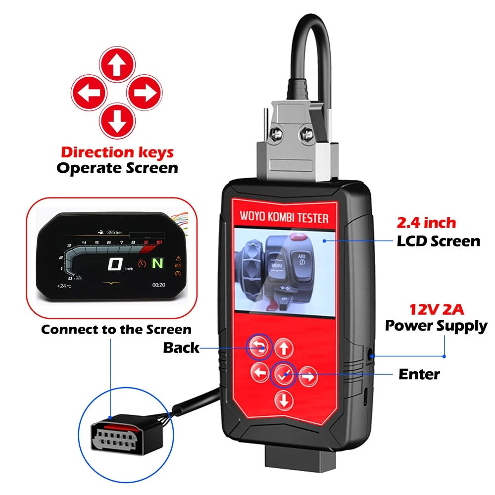 WOYO MOTO002 TFT Display Screen Tester For BMW KOMBI ECU Module Diagnostic Tool