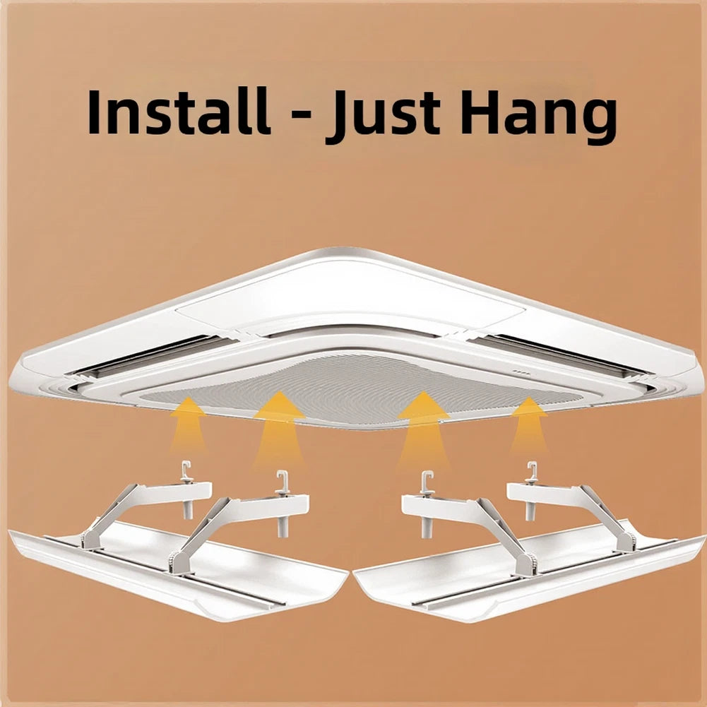 Airflow Deflector for Ceiling AC Units (20x40x5cm) - White Adjustable Baffle