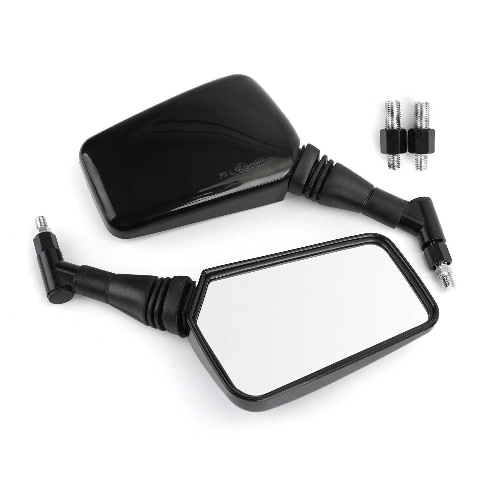 Pair of 10mm/8mm Classic Rectangle Motorcycle Mirrors for Universal Fit