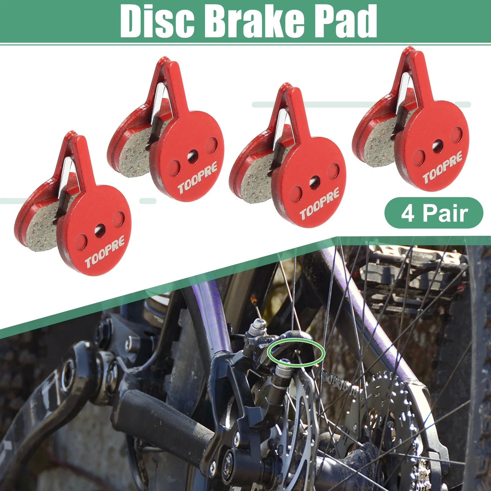 Resin Bicycle Disc Brake Pads Replacement Pair with Spring Leaf for Bike