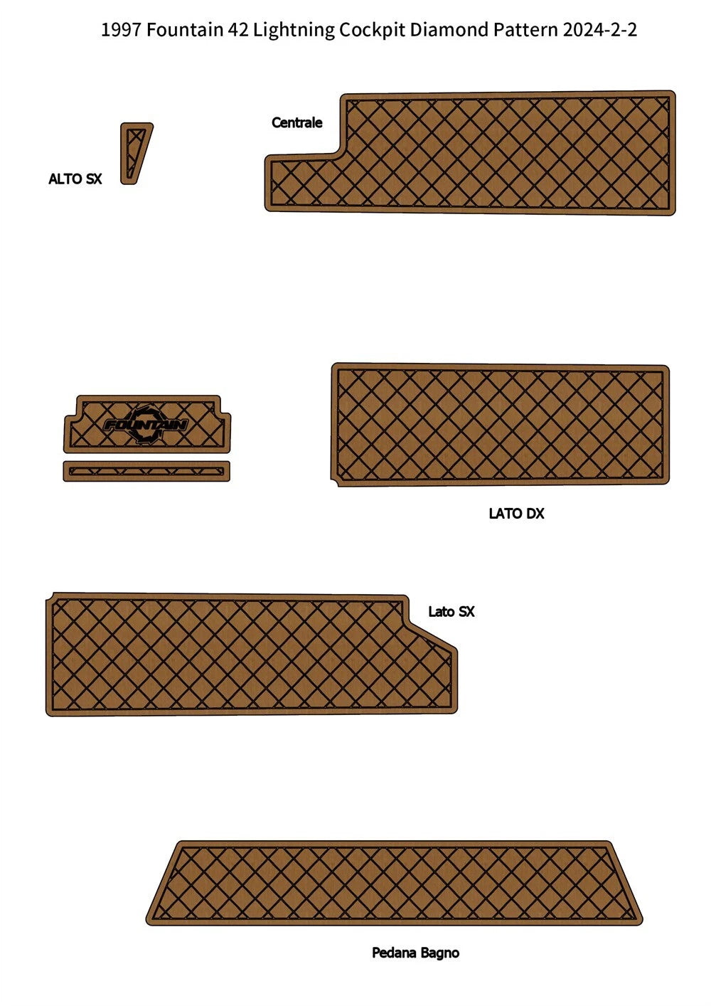 EVA Foam Faux Teak Floor Mat for Fountain 42 Lightning (1997)