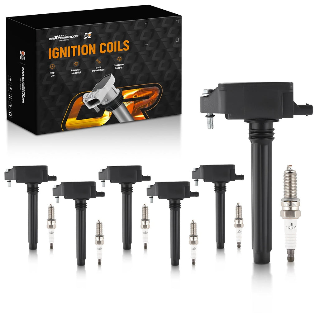 Ignition Coil Pack & Iridium Spark Plug Set of 6 for Chrysler Pacifica (2017–2023)