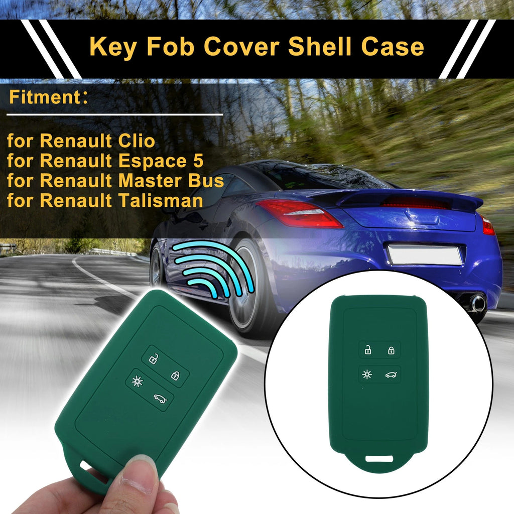 TPU Car Key Case for Renault Clio (2012–2019) - Dark Green