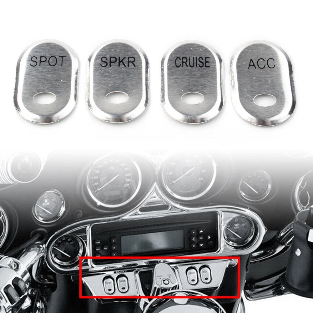 Chrome Brushed Panel Switch Covers for Harley Touring Electra Glide Road Glide