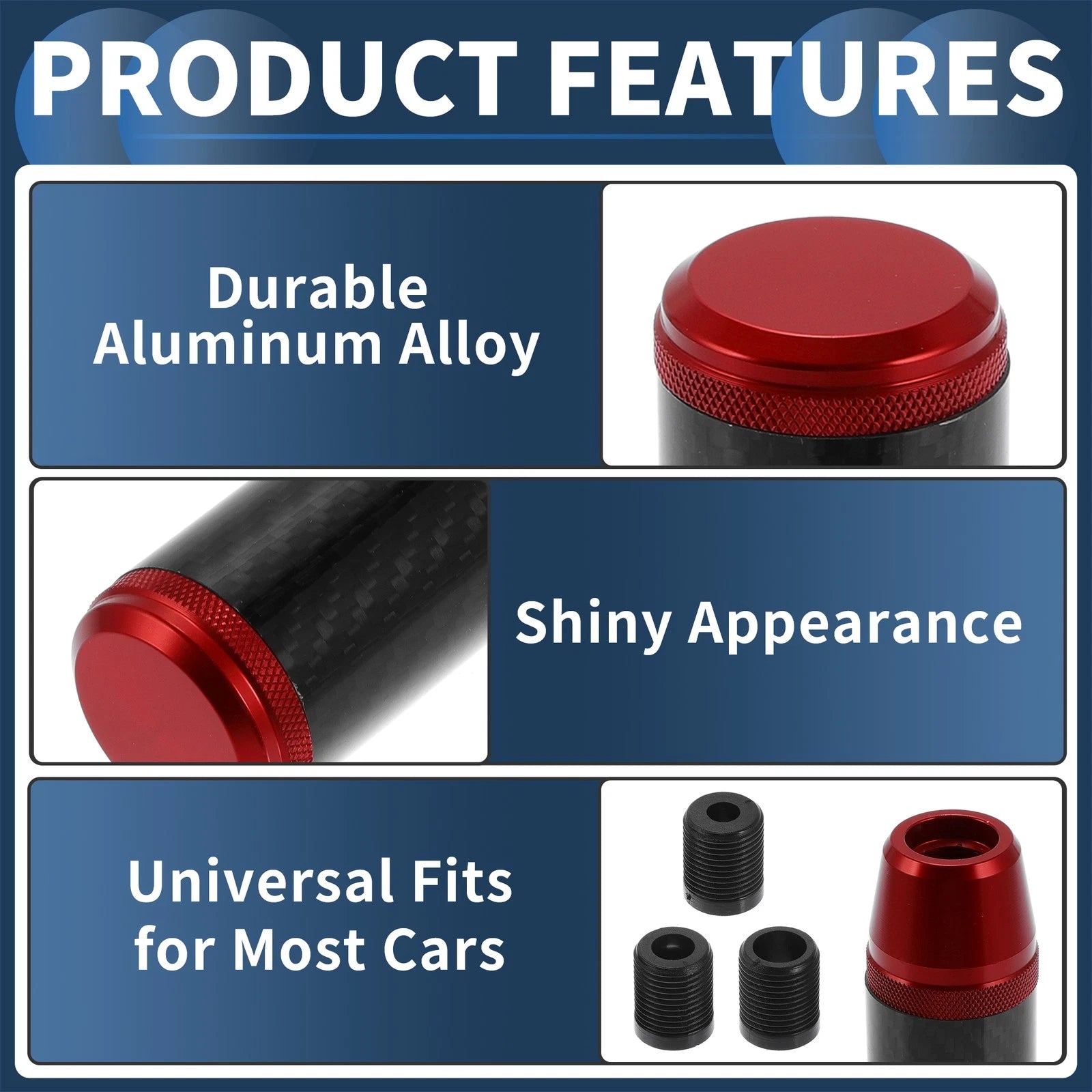 Shift Knob with 3 Adapters for Universal Fit (Automatic/Manual)