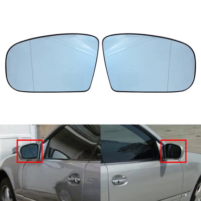 2X Heated Blue Side Mirror Glass with Plate for Mercedes CL500 Coupe (2000–2003)