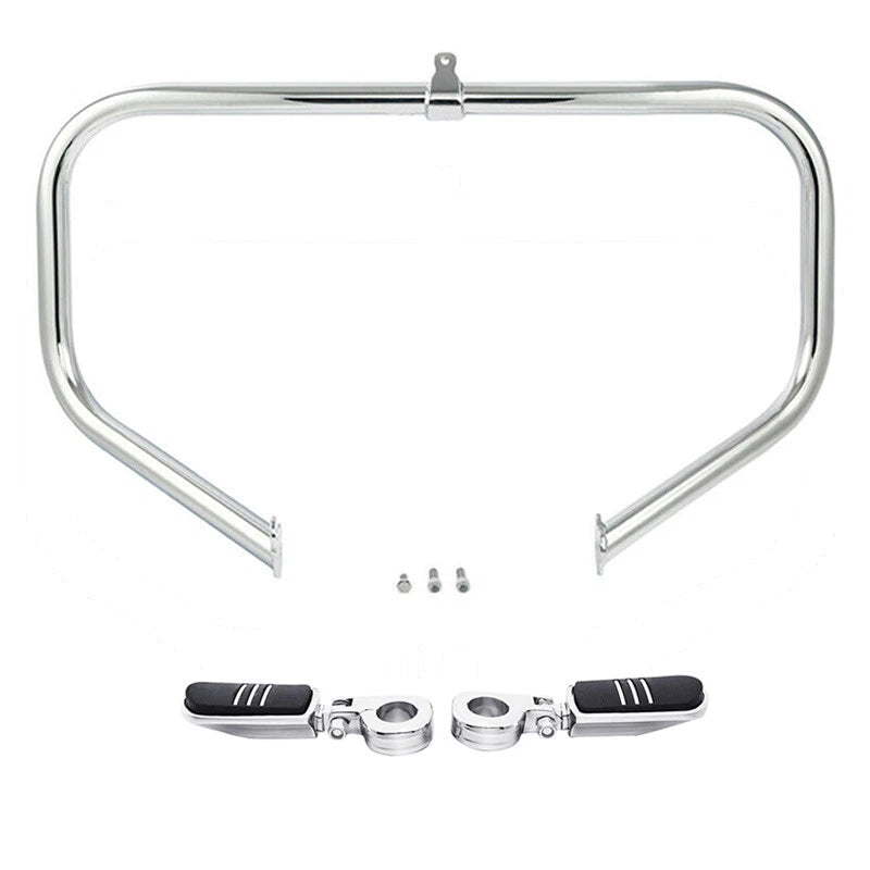 Chrome Highway Engine Guard Bar with Footpeg Pegs for Harley Road King (2009–2024)