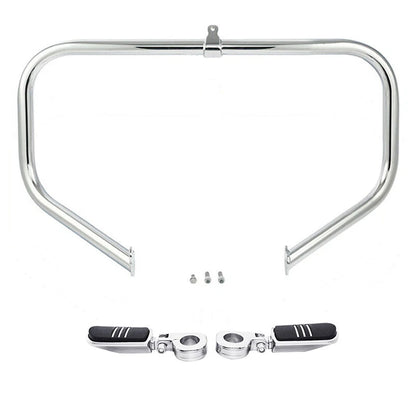 Chrome Highway Engine Guard Bar with Footpeg Pegs for Harley Road King (2009–2024)