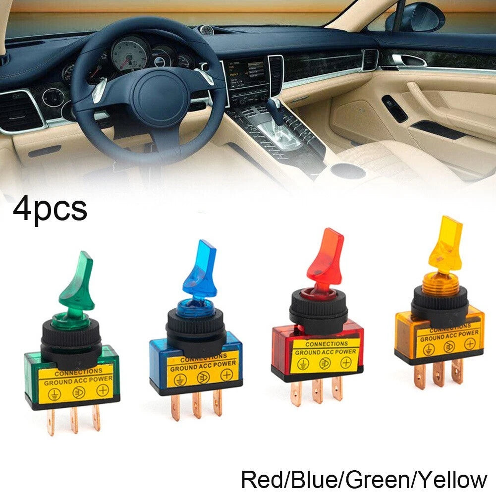 4PCS Rocker Switch with LED Light for Boat (12V SPST On/Off)