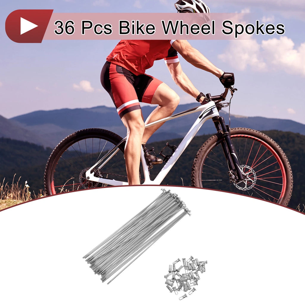 12G Bicycle Spokes 183mm Steel Galvanized Front Rear Wheel Set for Bike (Set)