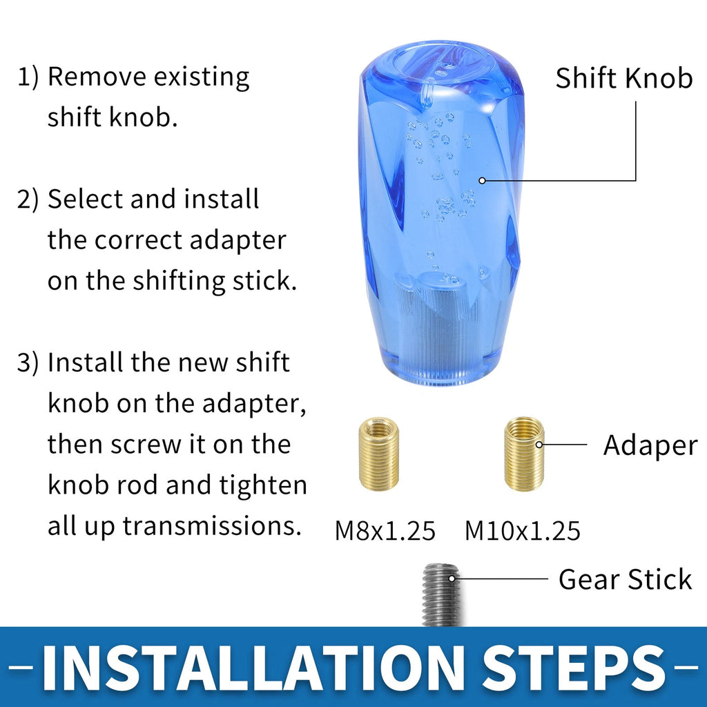 Set of 1 Universal Shift Knob with 2 Adapters for Manual/Automatic Vehicles