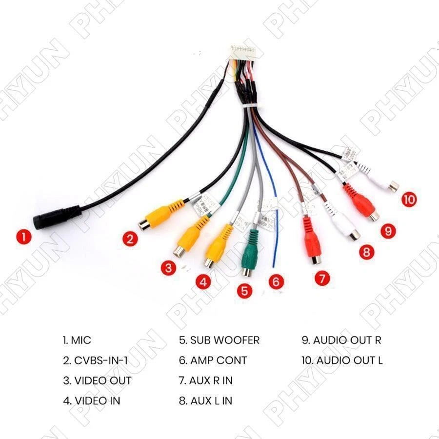 20 Pin RCA Audio Adapter Cable for Car DVD Stereo (Universal)