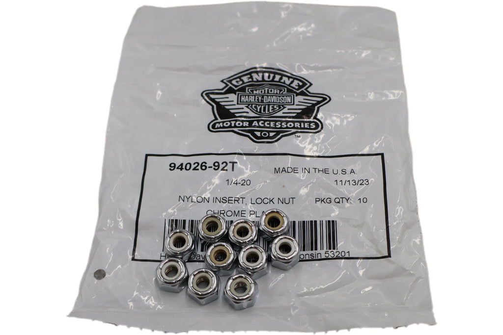 10-Pack Nylon Insert Lock Nut for Harley-Davidson (OEM 94026-92T)