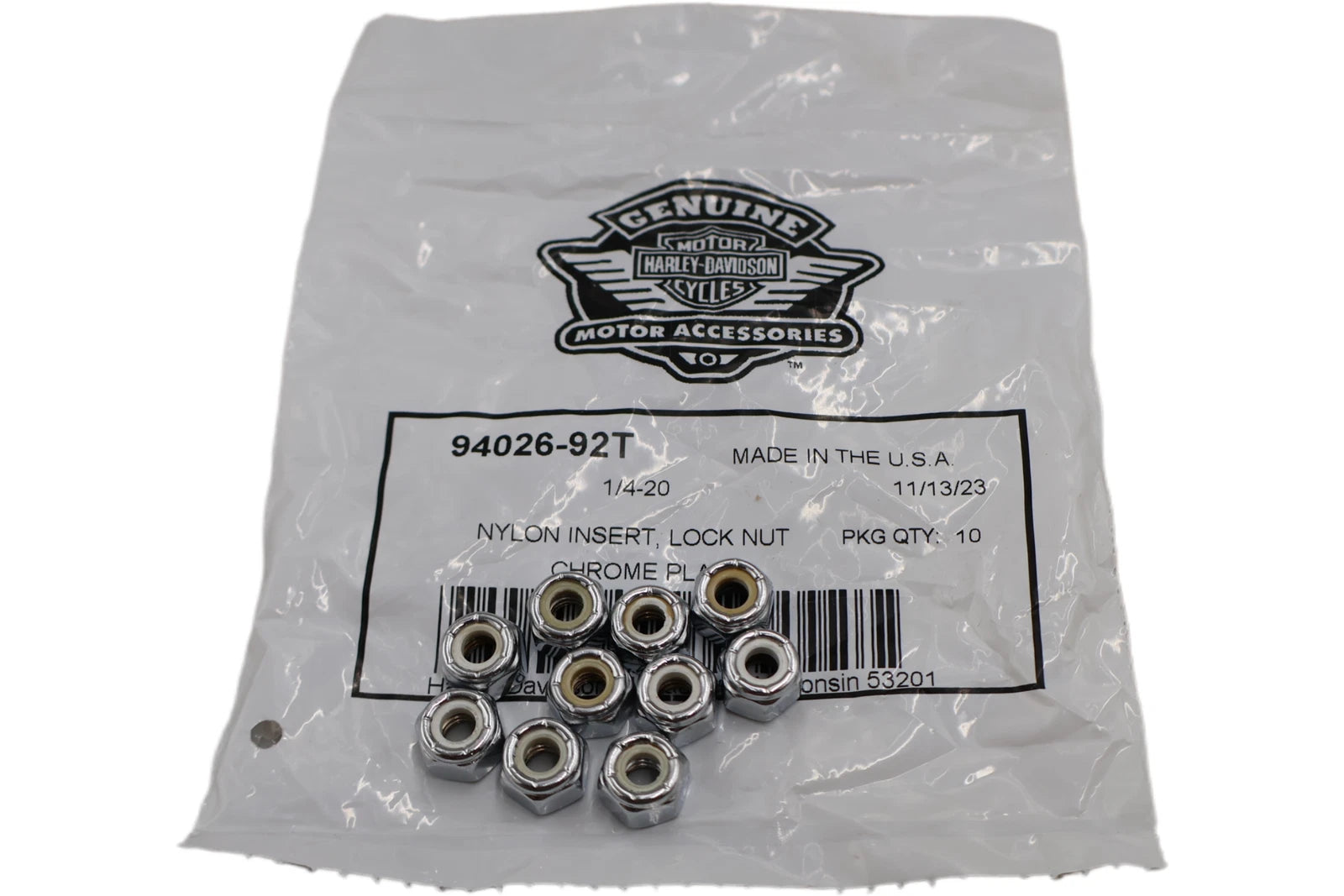 10-Pack Nylon Insert Lock Nut for Harley-Davidson (OEM 94026-92T)
