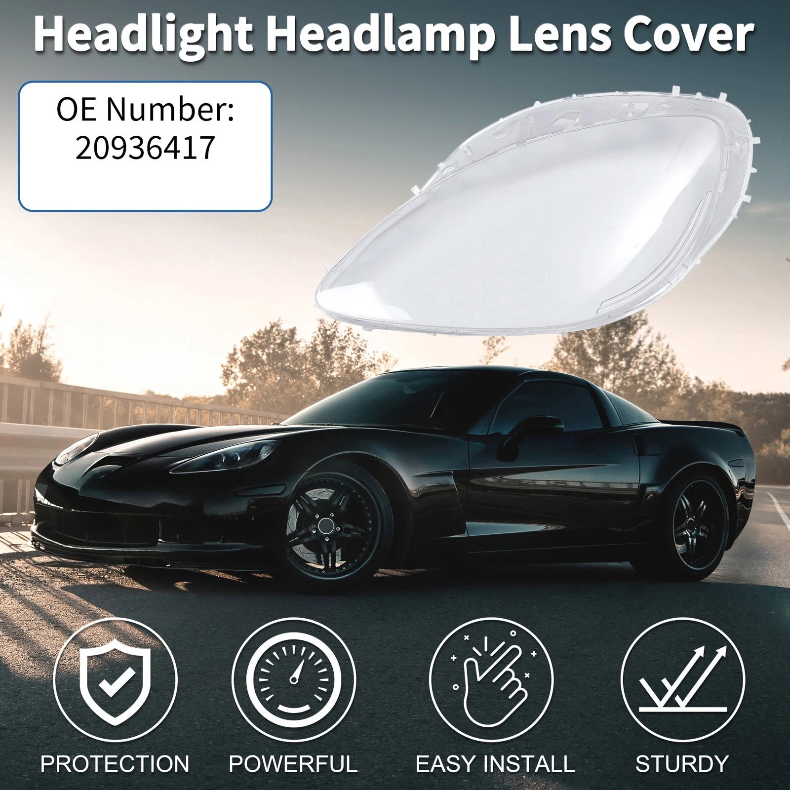 Headlight Lens Cover Front Left for Chevrolet Corvette C6 (2005–2013)