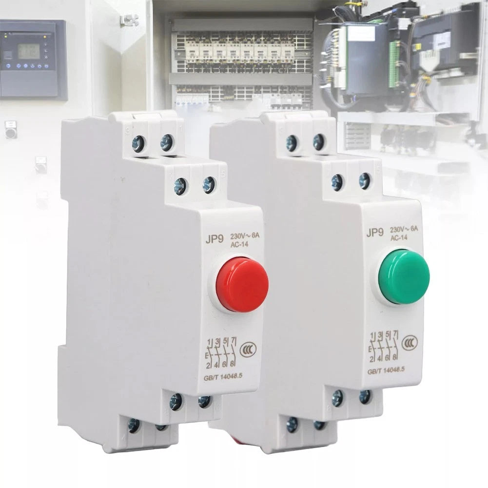 Compact DIN Rail Button Switch Red Green ACDC 24V