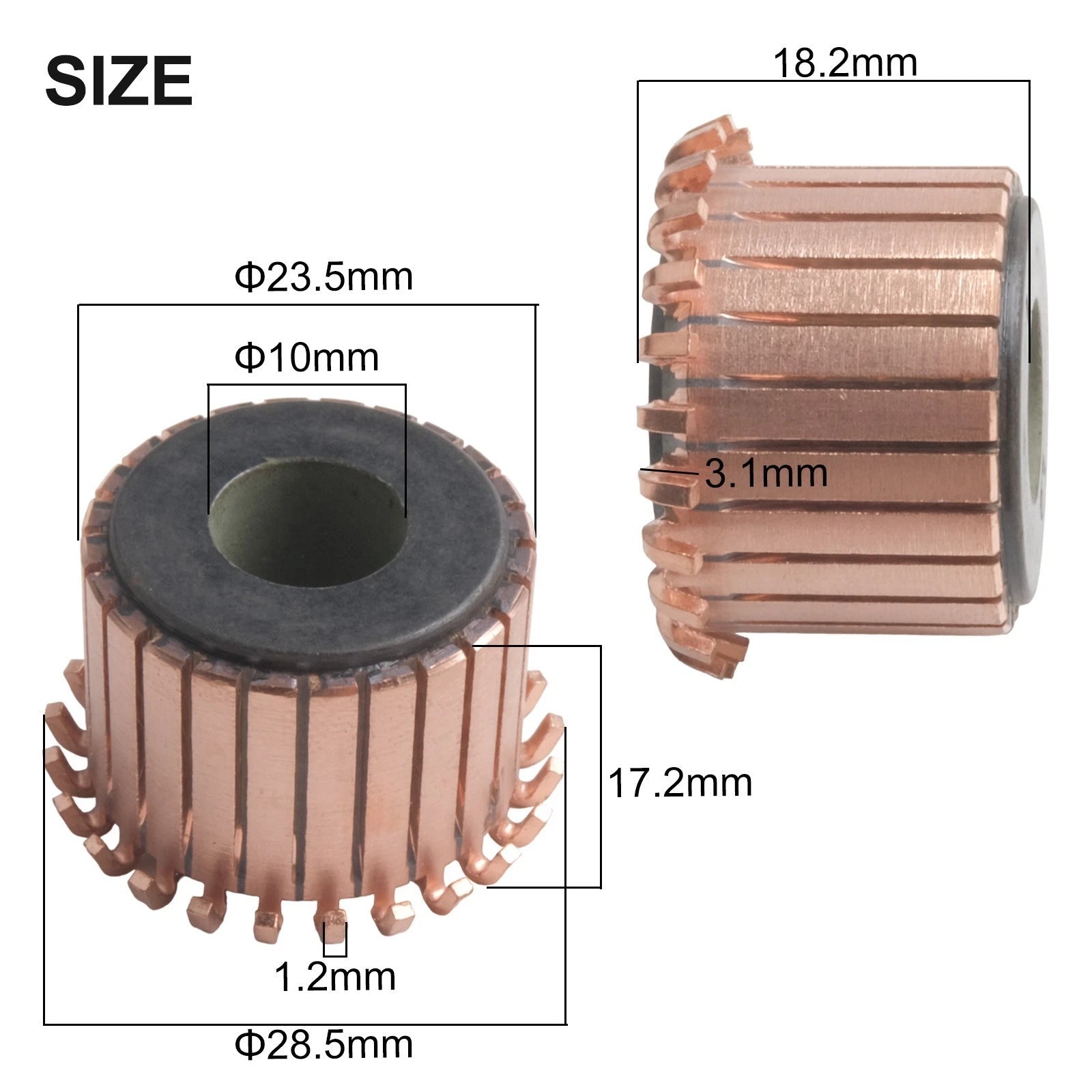 24 Gear Teeth Copper Commutator for Motor Functionality