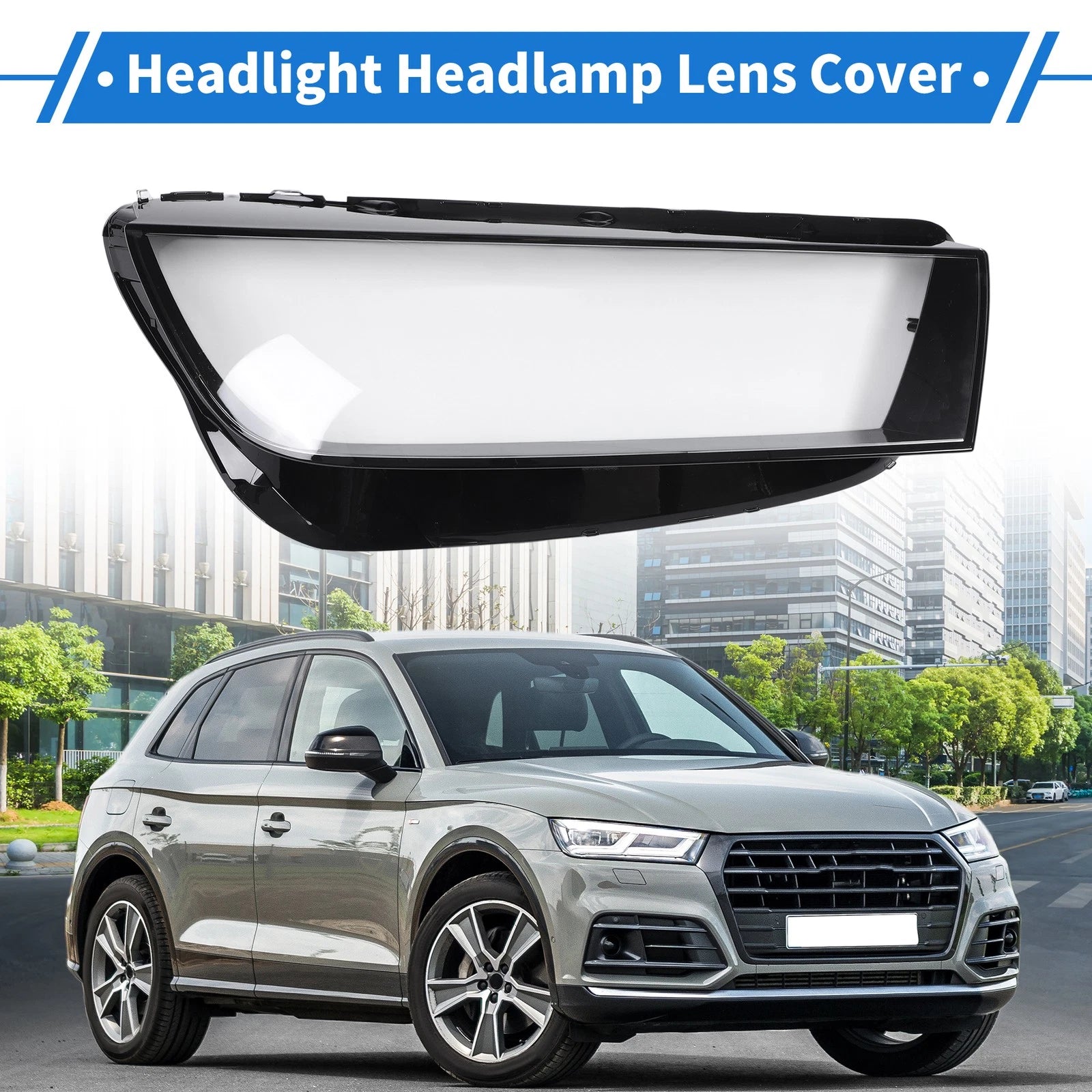 Headlight Lens Cover Front Right Replacement for Audi Q5 (2018–2020)