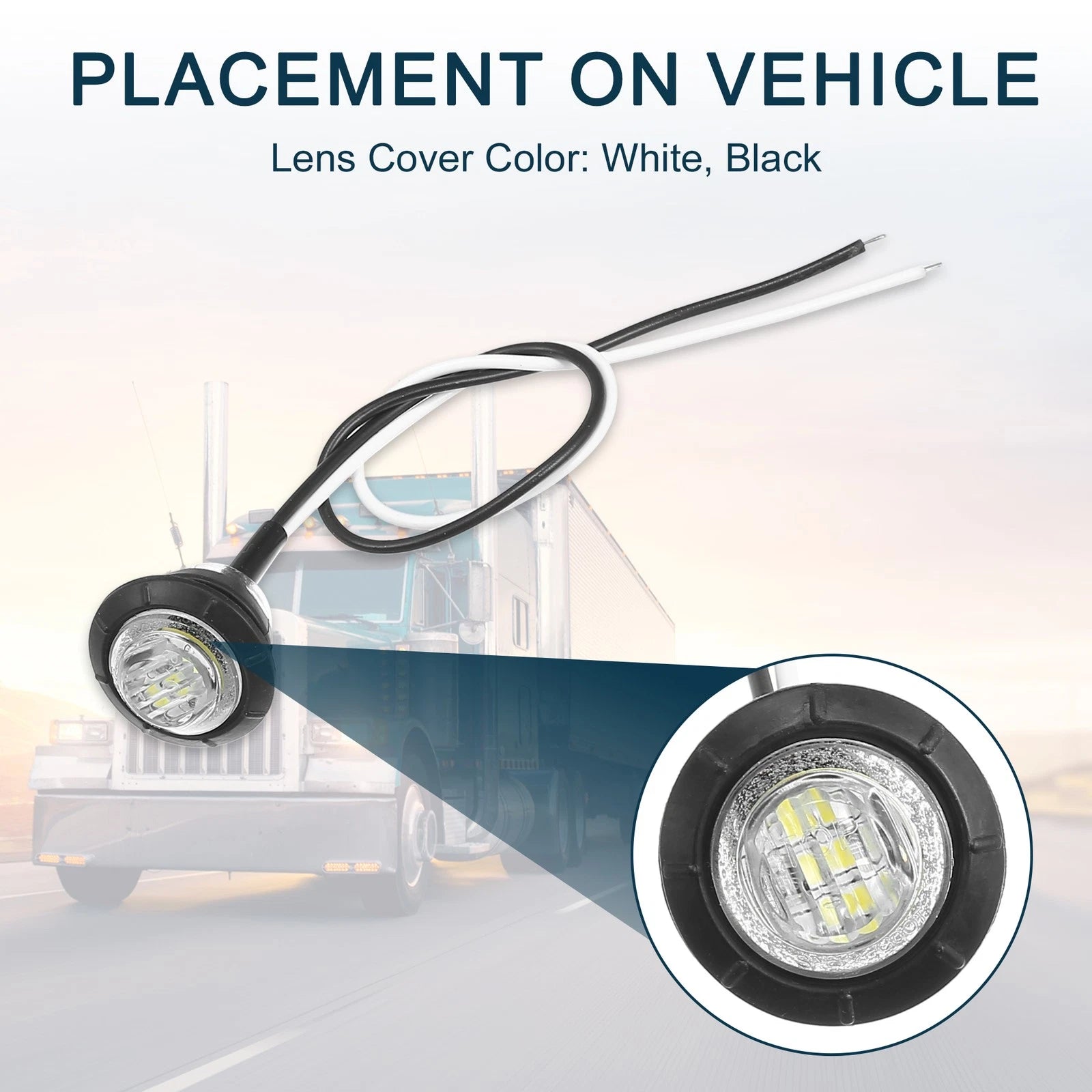 LED Trailer Marker Lights 24V Waterproof White Set for Universal Trailer (—)