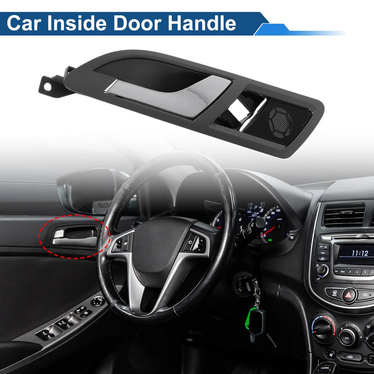 Rear Left Passenger Side Interior Door Handle for VW Skoda (2001–2008) Gray Chrome