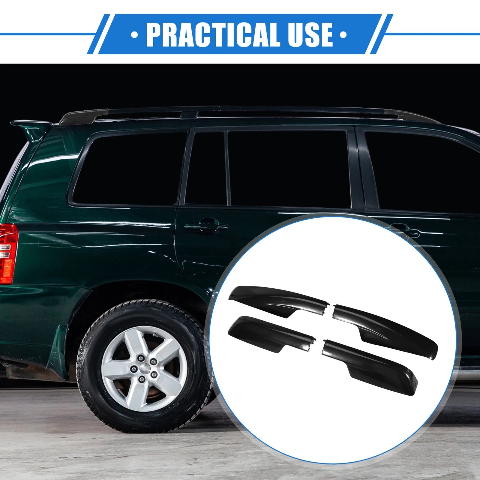 4PCS Roof Rack Side Rails End Covers Replacement for Toyota Highlander (2001–2007)