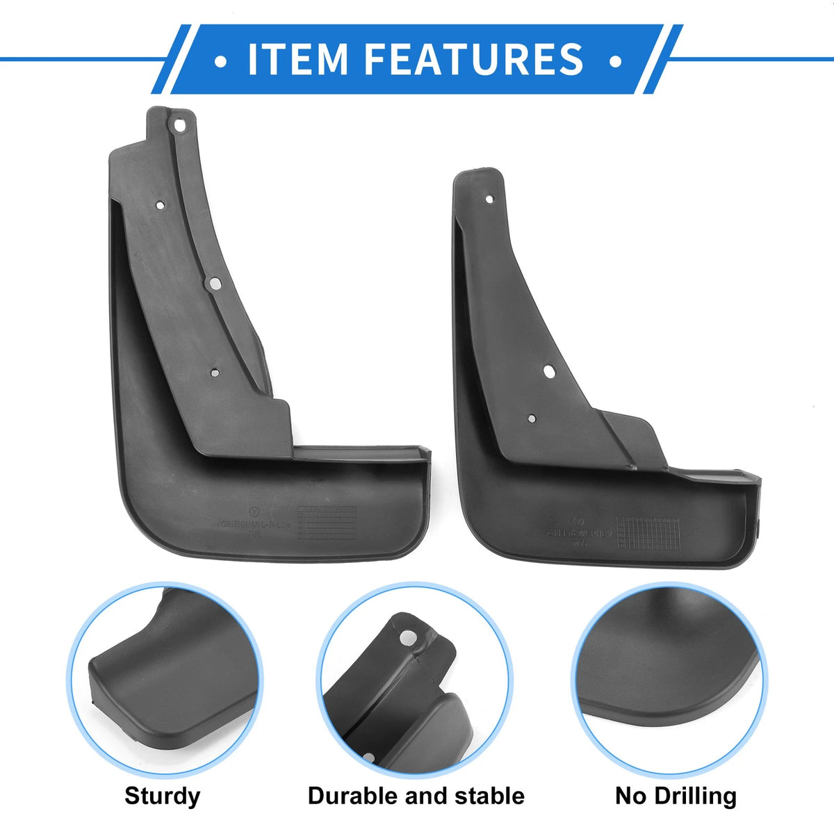 Set of 2 Front & Rear Mud Flaps for Volkswagen Tiguan (2017–2023)