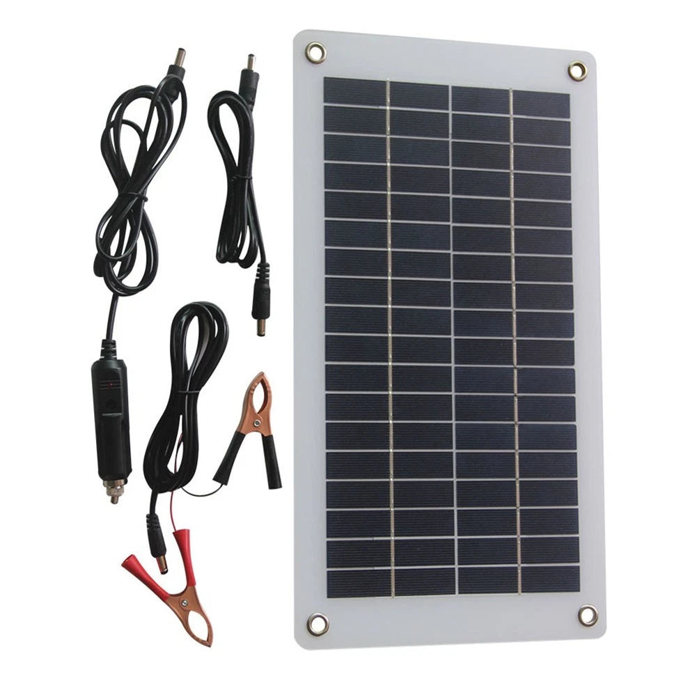 10W Flexible Solar Charger for 12V Batteries (USB & DC Ports)