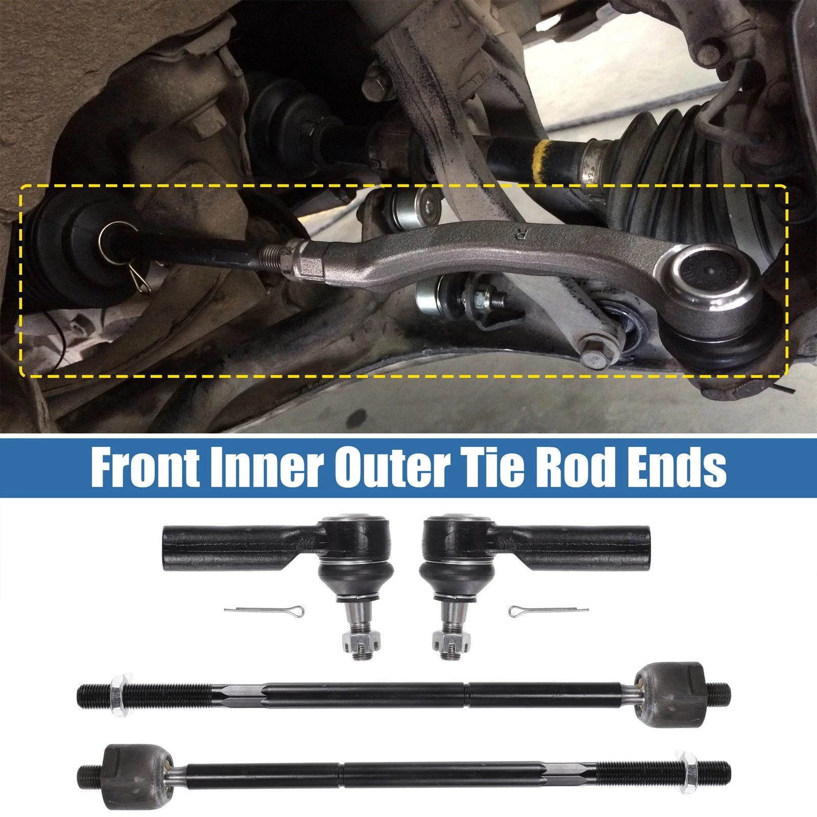 4pcs Front Inner Outer Tie Rod End Links Drag Link for Ford Escape (2009–2012)