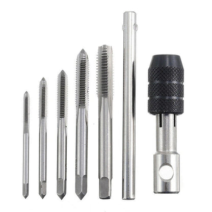 6Pcs Thread Tap & Wrench Drill Bit Set Metric M3 M4 M5 M6 M8