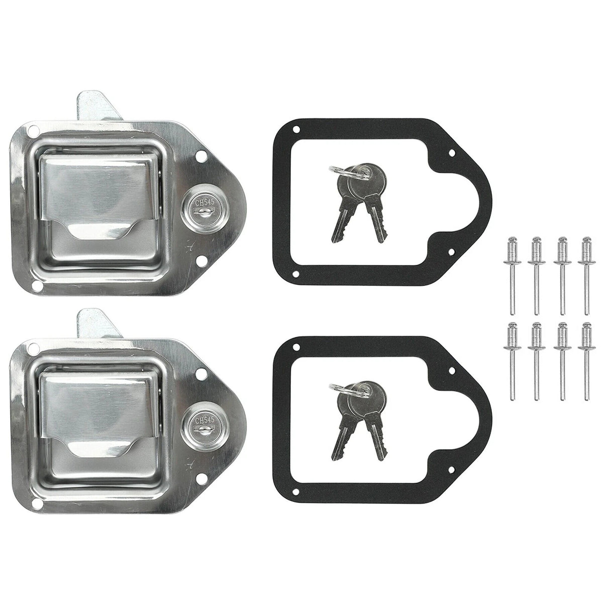 2Pcs Trailer Paddle Door Latch Lock + Key for RV Truck Tool Box