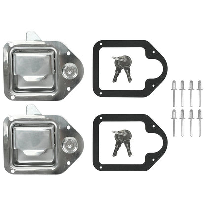 2Pcs Trailer Paddle Door Latch Lock + Key for RV Truck Tool Box