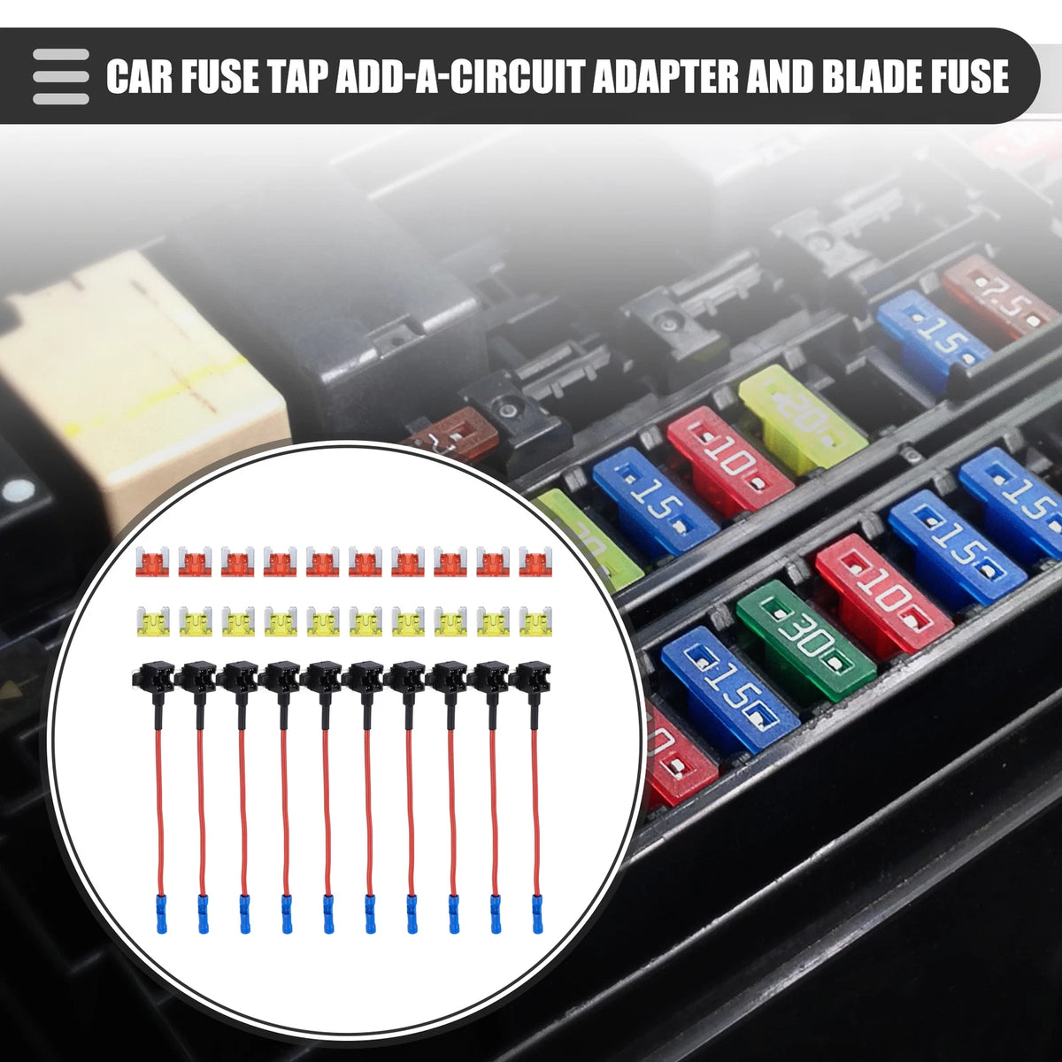 Circuit 12V Low Profile Mini Fuse Tap for Universal Use (Set of 10 Fuses)