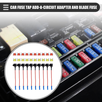 Circuit 12V Low Profile Mini Fuse Tap for Universal Use (Set of 10 Fuses)