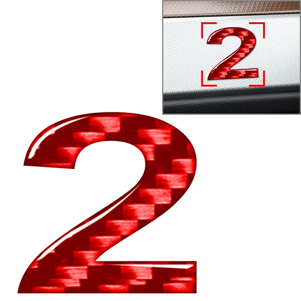 2X Carbon Red Window Door Wall Car Badge Emblem Decals for