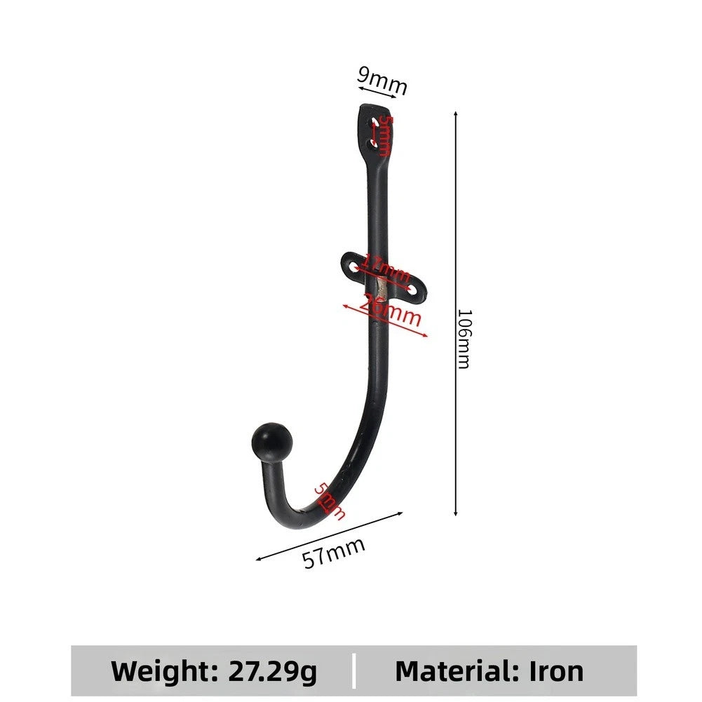 10X Black Wardrobe Hooks for Chinese Aesthetic Design (Cold Rolled Steel)
