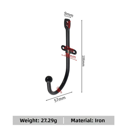 10X Black Wardrobe Hooks for Chinese Aesthetic Design (Cold Rolled Steel)