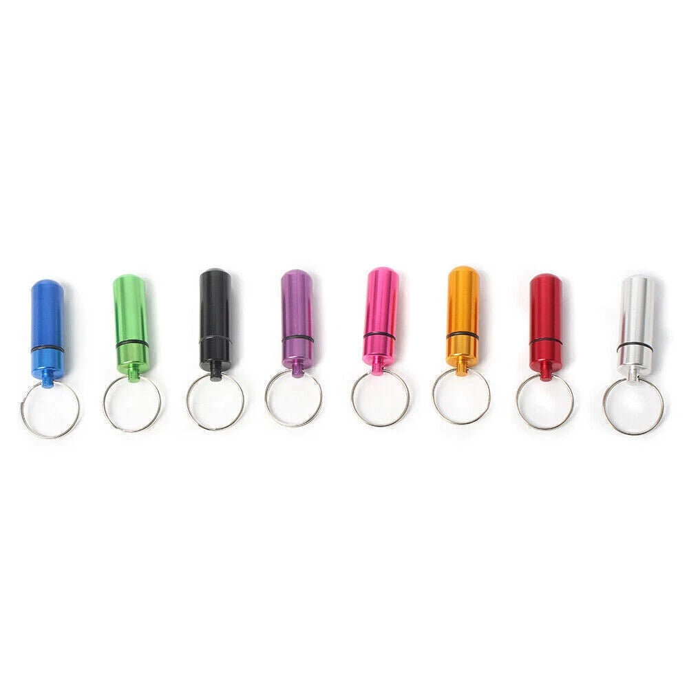 Waterproof Pill Box Case Keyring Aluminum for Outdoor Use (1PC)