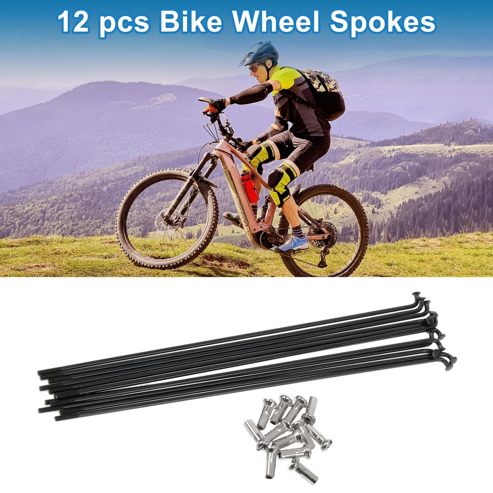 Bicycle Spokes Nipple Set 304 Stainless Steel 14G 165mm Universal