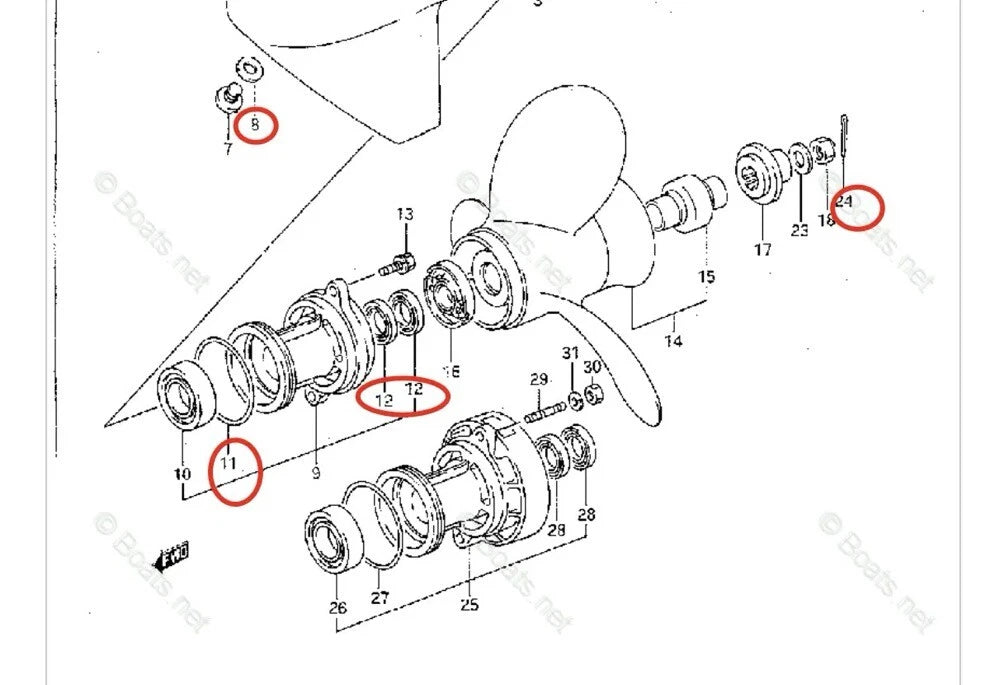 Lower Unit Seal Kit for Suzuki DT8 DT9.9 (8HP 9.9HP) 09282-16003 09168-10022