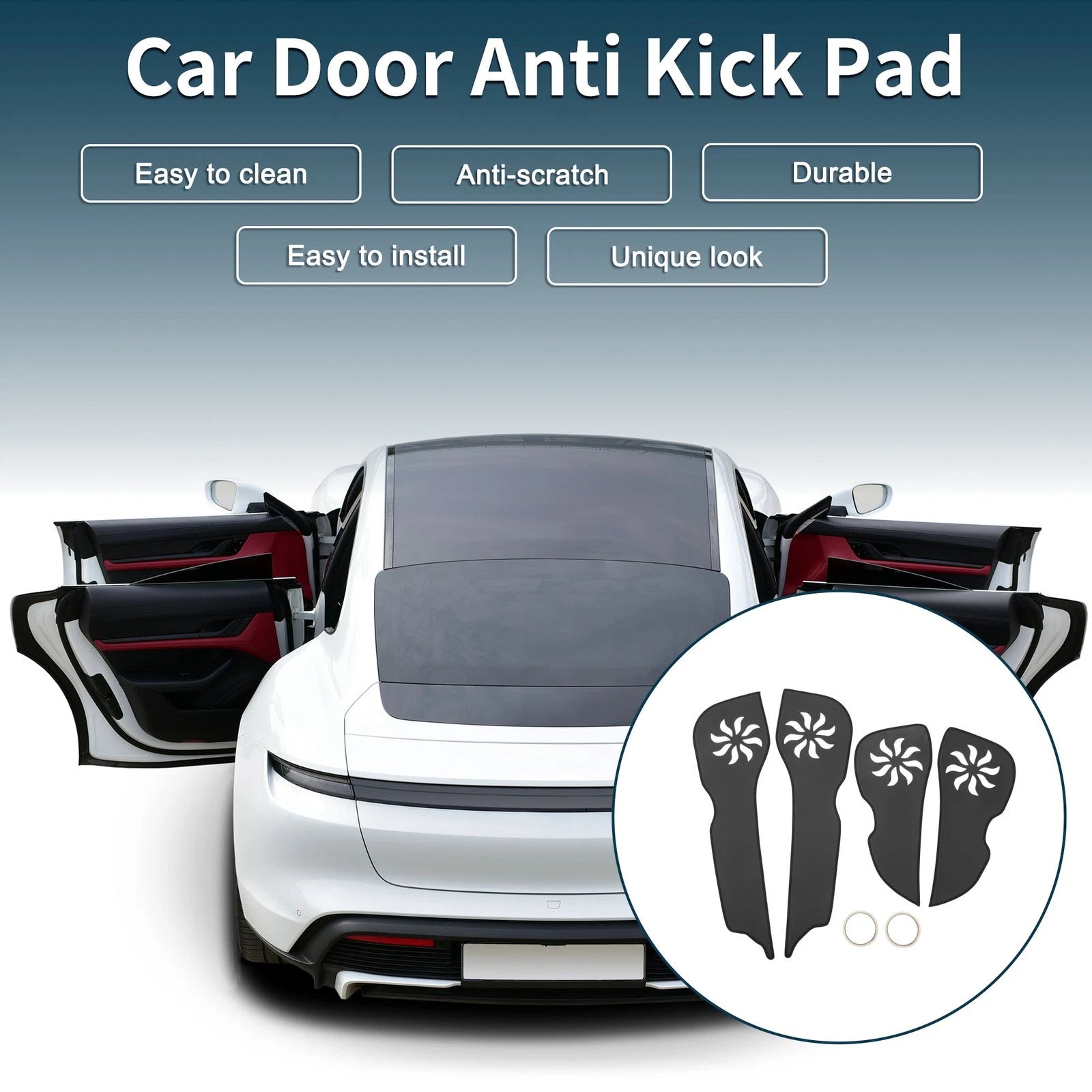 Door Anti Kick Pad Protector Kit for Hyundai Tucson (2006–2013) Black