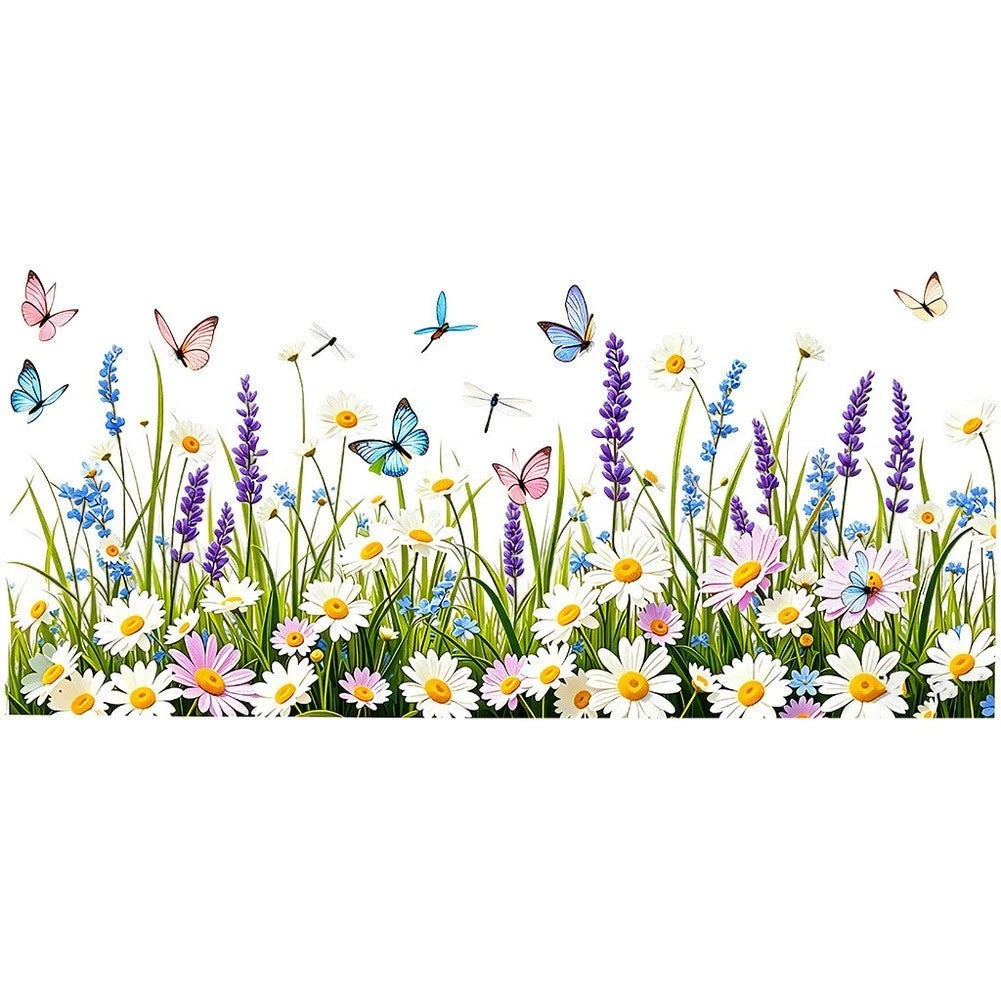 Wall Sticker for Easy Peel Daisy and Butterfly (40x19cm)
