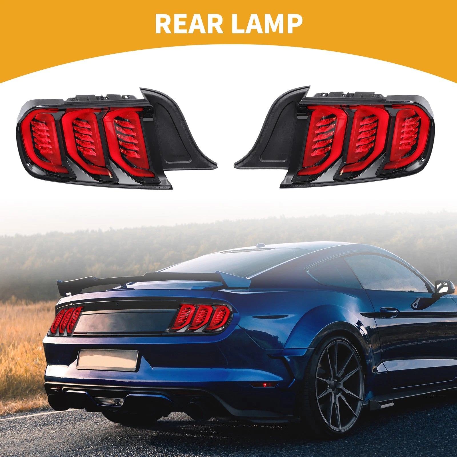 Pair OLED Tail Light Assembly for Ford Mustang (2015–2016)