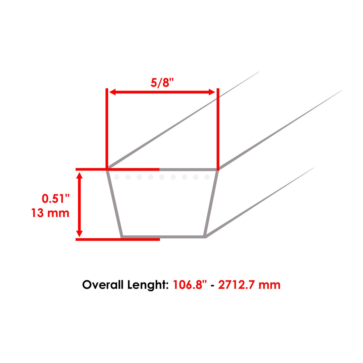 Aramid Cutter Deck Belt Replacement for Land Pride 5/8 in x 106 in (2008–2010)