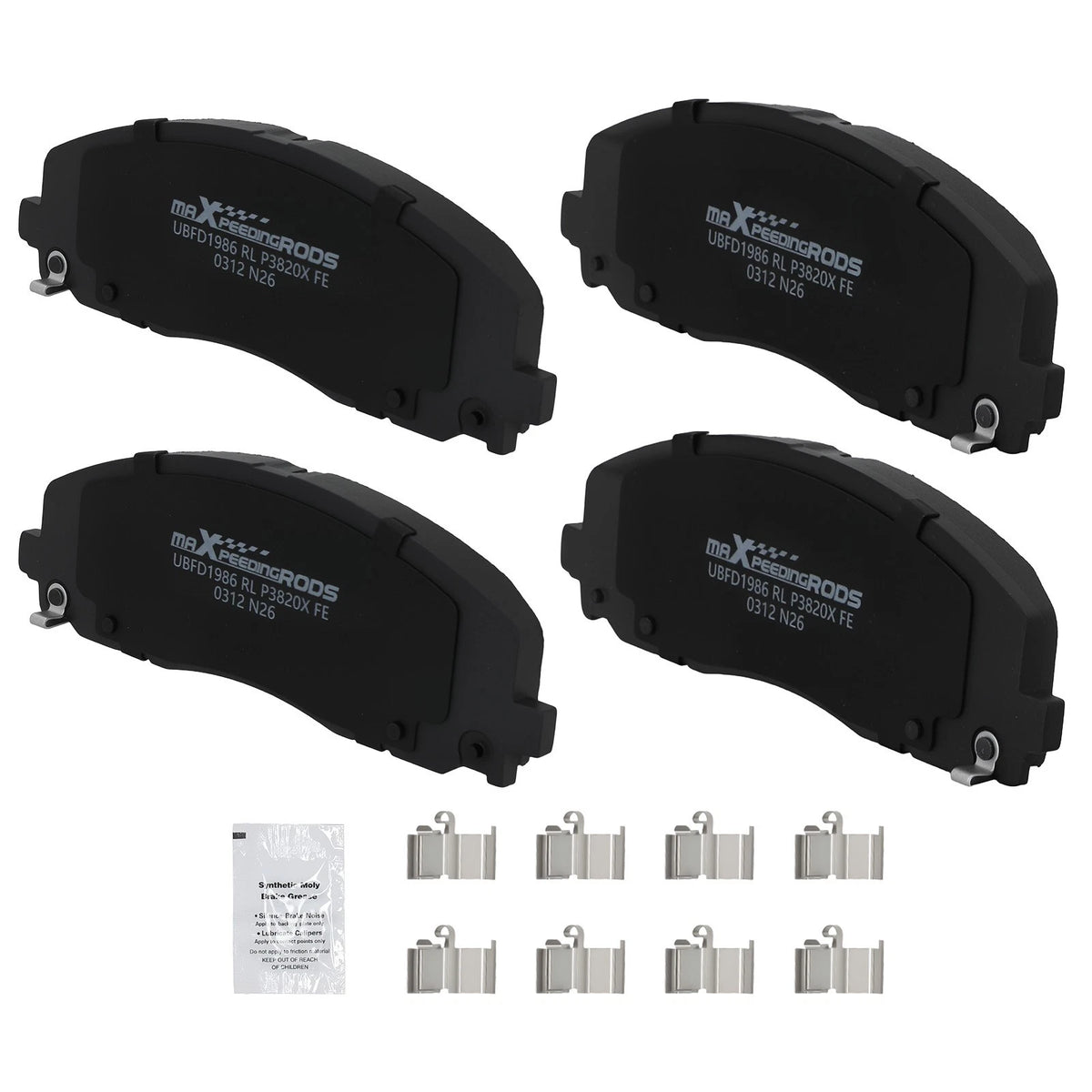 Front Disc Brake Pads Set for Dodge Grand Caravan/Journey (2012–2020) w/Hardware