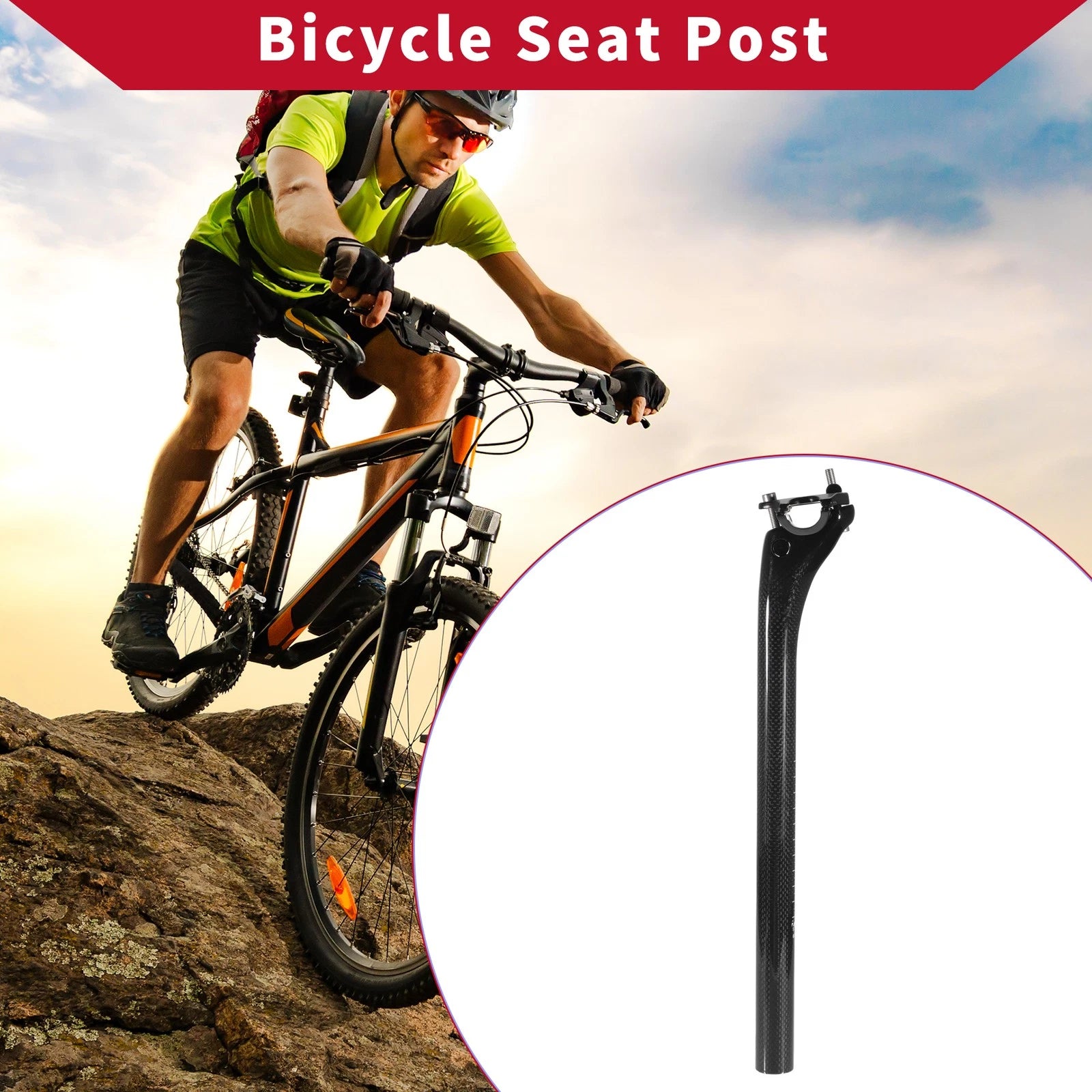 Bicycle Seatpost 3K Gloss Black Replacement for Universal Bike (2000–2025)